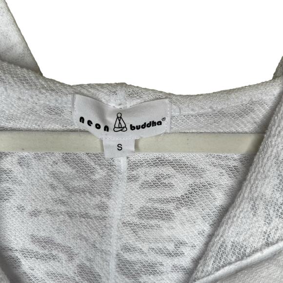 Neon Buddha White Cotton Blend Button up Hoodie with pockets Size Small - Picture 3 of 8